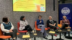 Panel discussion focusing on society’s responsibility to end violence against women; photo credit: JKU