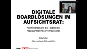 Vortrag im Rahmen der IFAM-Weblounge zum Thema "Digitale Boardlösungen im Aufsichtsrat: Auswirkungen auf die Tätigkeit der Arbeitnehmervertreter*innen"