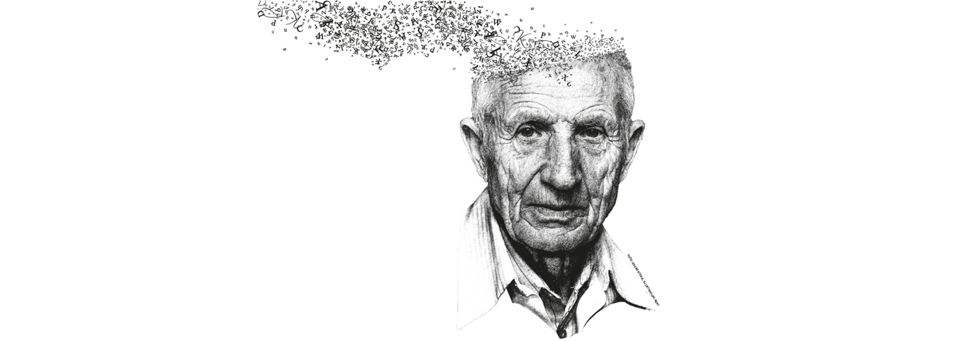 Illustration eines alten Mannes mit Demenz