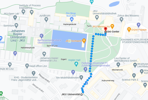 [Translate to Englisch:] How to get from the tram station to the Unicenter