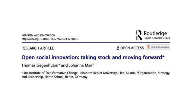 Ausschnitt vom Header des Papers Open social innovation: taking stock and moving forward in der Industry and Innovation