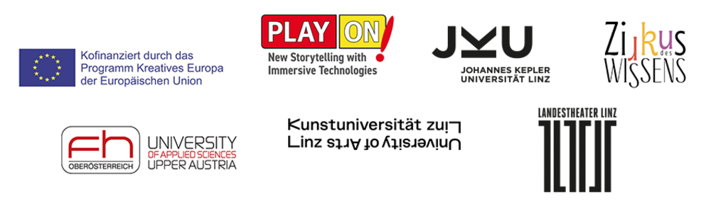 Logoleiste - EU, PlayOn, JKU, Zirkus des Wissens, FH OÖ, Kunstuniversität Linz, Landestheater Linz/Junges Theater