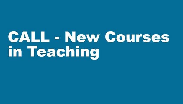 Blauer Banner und der Titel "CALL New Courses in Teaching"