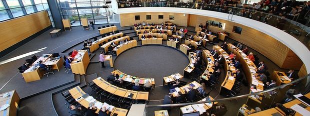 Der Plenarsaal des Thüringer Landtags