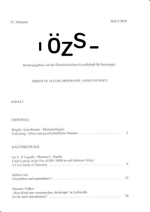 Buchcover Österreichische Zeitschrift für Soziologie