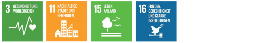 SDGs 3, 11, 15, 16