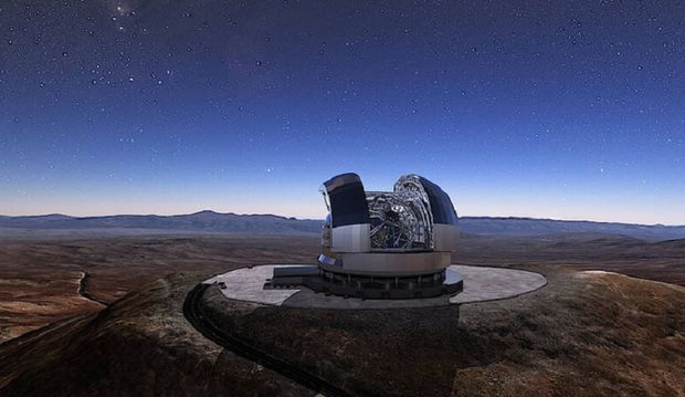 Künstlerische Darstellung des fertigen Teleskops am Cerro Amazones in Chile. (© ESO/L. Calçada)