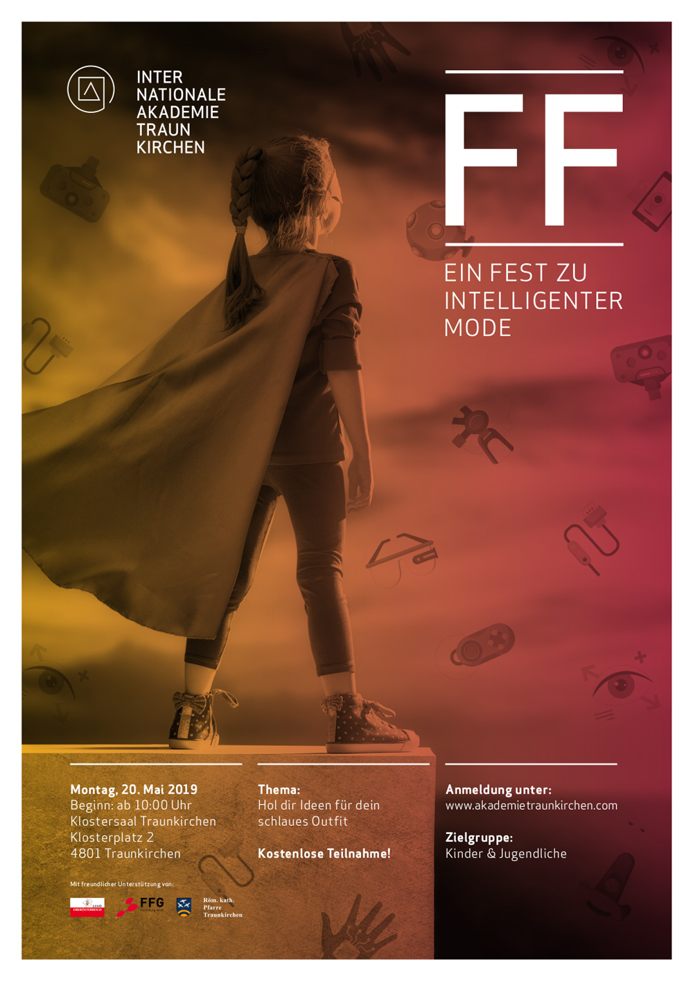 Veranstaltungsplakat: Forschungsfestival Internationale Akademie Traunkirchen, Abschluss des Projekts kids4wearables