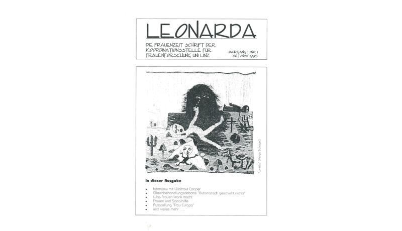 Leonarda - Frauenzeitschrift der Koordinationsstelle, Titelblatt von Ausgabe 1/1995 (Archiv JKU) 