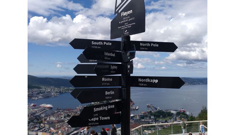 "Viele Wege führen nach Rom – und zum Raucherplatz" (Fløyen, Bergen, Norwegen)
