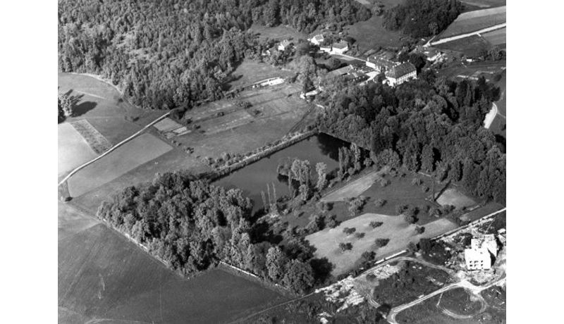 Luftaufnahme des JKU Geländes, allerdings noch ohne JKU (1961).