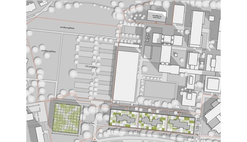 Plan vom Campus West; Credit: querkraft, patricia bagienski