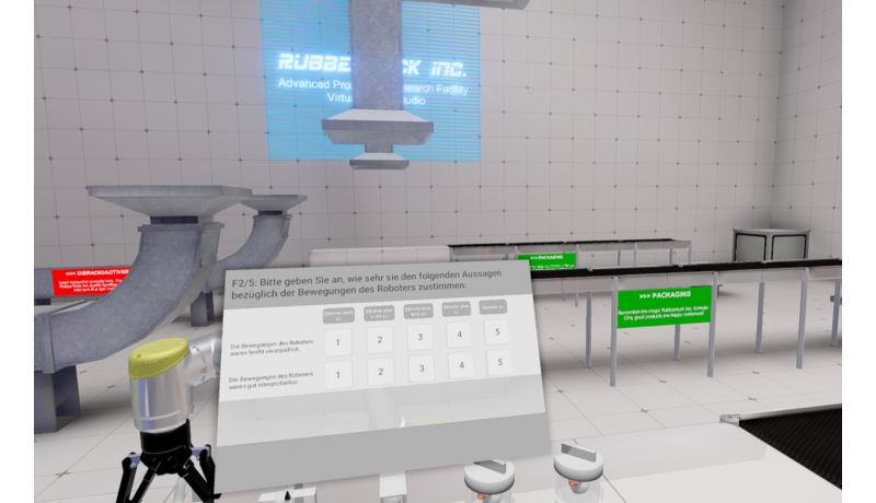 Screenshot VR-Spiel Umfrage eingeblendet mit Checkboxen